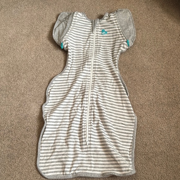 Gray and White Striped Transitional Baby Swaddle - Picture 1 of 4